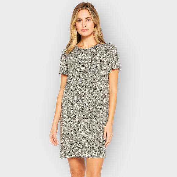 Jenni Kayne Brown Leopard Print Mini Dress XS Crewneck Short Sleeve Viscose - Picture 1 of 5